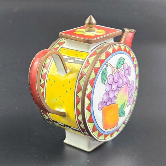 Miniature Enameled Teapot – Fruits Design – 3.5" Tall - Picture 7 of 12